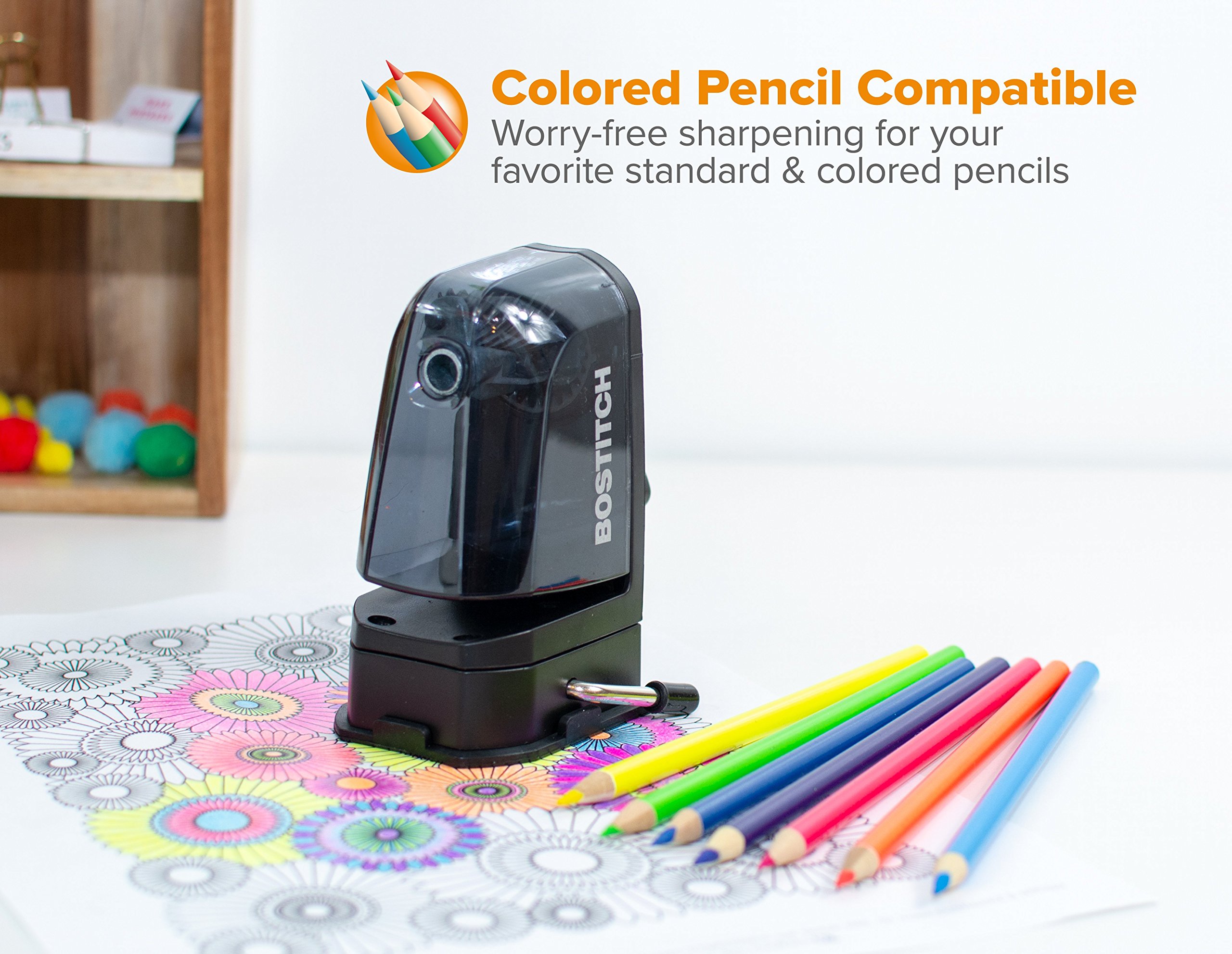 Bostitch Office Multi-Mount Manual Pencil Sharpener, Vacuum Mount or Screw Mount, Black (MPS2-BLK)