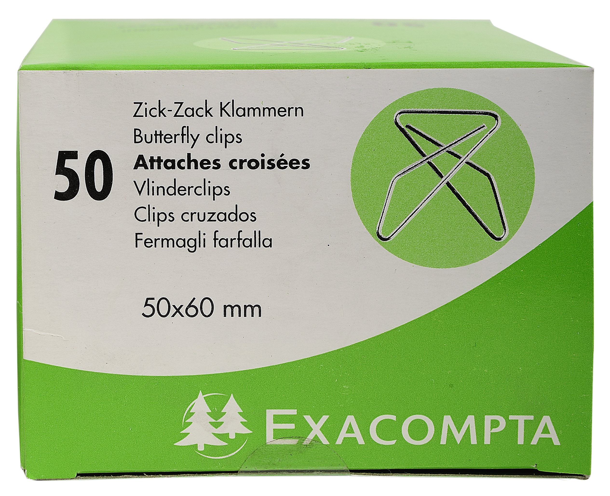 Exacompta - Ref 14766E - Large Cross Ties (Pack of 50) - 50 x 60mm Clips, Made from Metal - Suitable for Temporarily Binding Documents Without Damaging Them