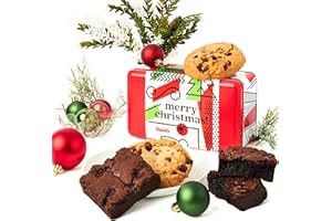 David's Cookies Merry Christmas Gluten-Free Assorted Cookies and Brownies in Sweet Sampler Tin - Gourmet Fresh Baked Snacks - Delicious Bakery Dessert Treats - Holiday Gift Box For Family and Family