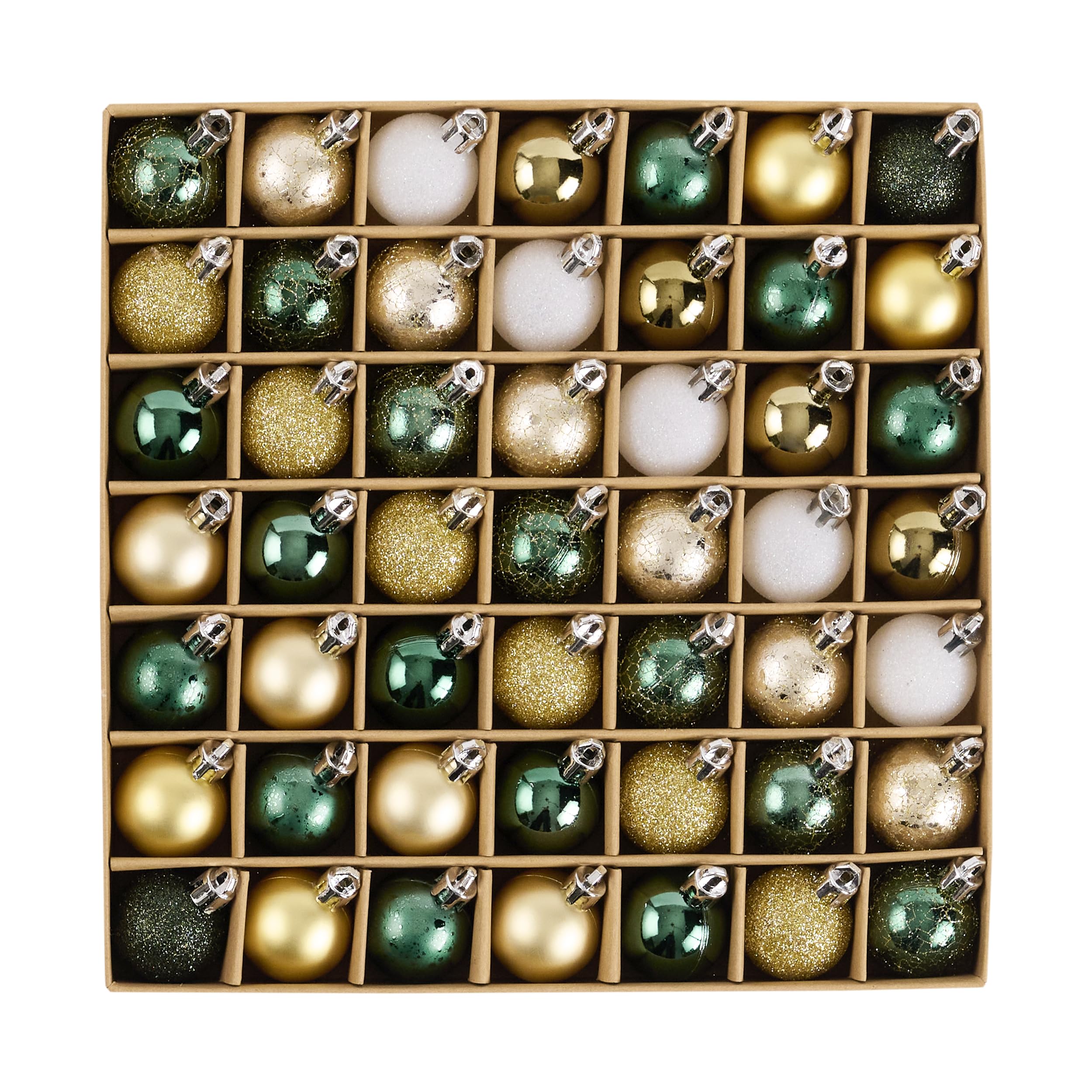 Photo 1 of DecorbyHannah Mini Green Gold Christmas Ornaments, 49ct 1.18 inches Small Ornaments for Christmas Tree Decorations, Shatterproof Plastic Hanging Ball Bulk Set for Xmas Holiday Indoor Party Decor