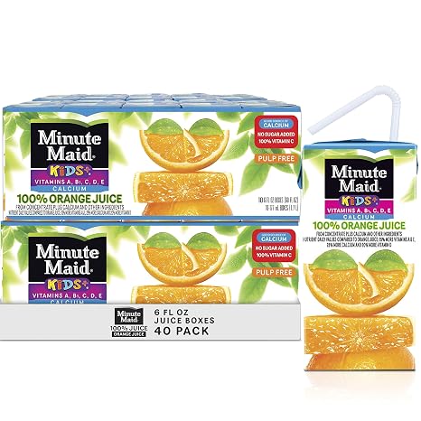 Minute maid kids+ 100% Orange Juice boxes pulp free - 10 ct (025000010842)