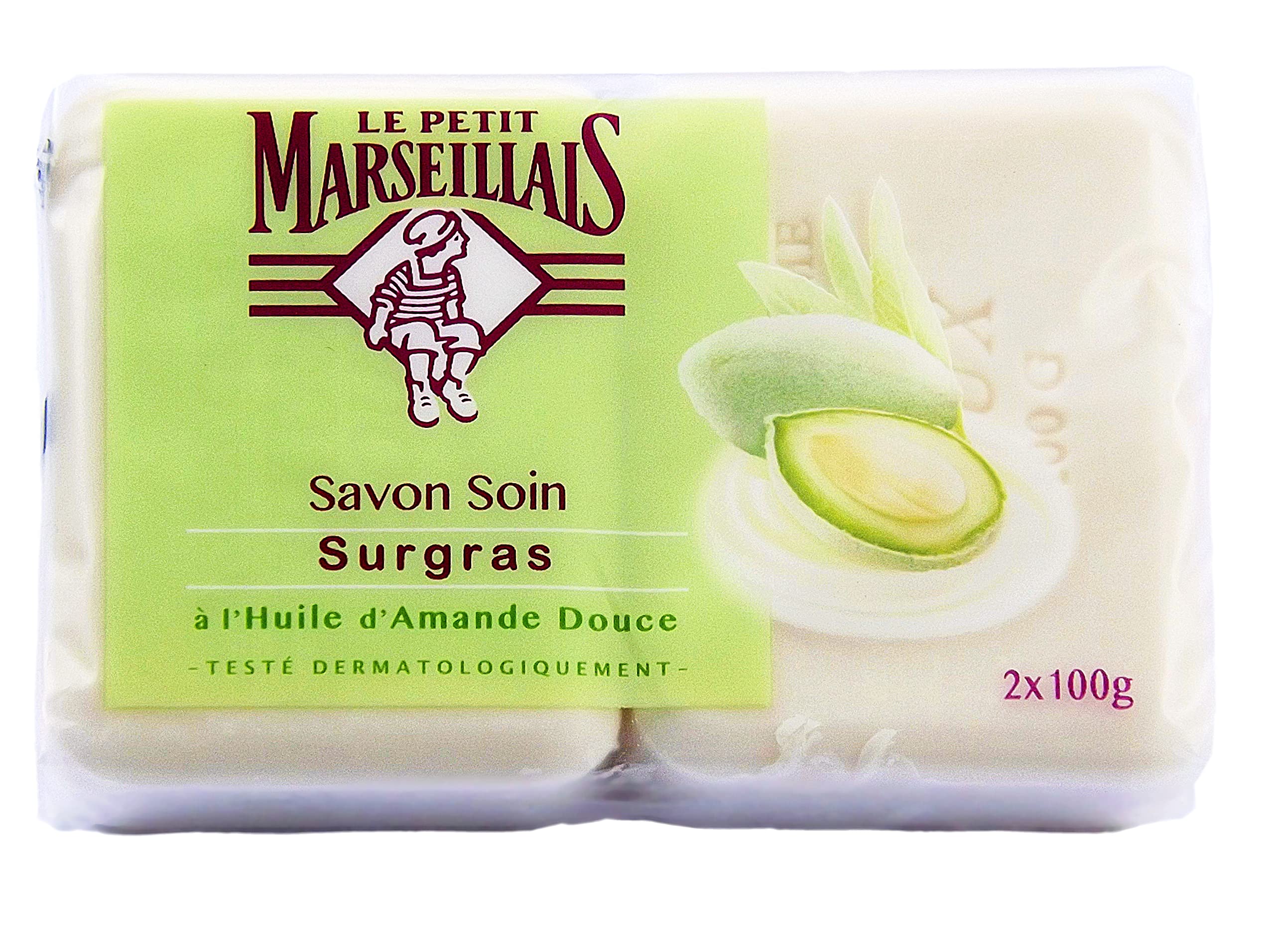 Le Petit Marseillais Vegetable Soap with Sweet Almond oil (2x100g), paraben free, 100% Vegetal, made in Provence