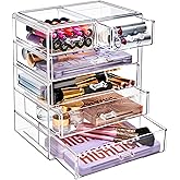Sorbus Acrylic Makeup Organizer Set, 6-Drawer Vanity & Countertop Cosmetic Storage with Small & Wide Drawers, Clear Makeup Storage for Brushes, Lipsticks, Jewelry – Holiday Gift for Women & Teens