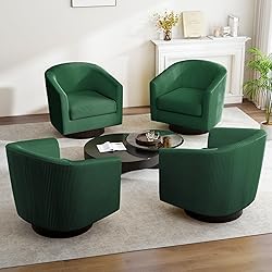 Swivel Barrel Accent Chair, Modern Round Corduroy