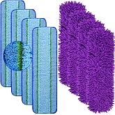 8 Pack Mop Pads for Bona Family of Mops, 4 Pet Microfiber Sweeping Pad + 4 Microfiber Deep Clean Pad, Reusable Mop Refill Replacement Head for Multi-Surface Floors