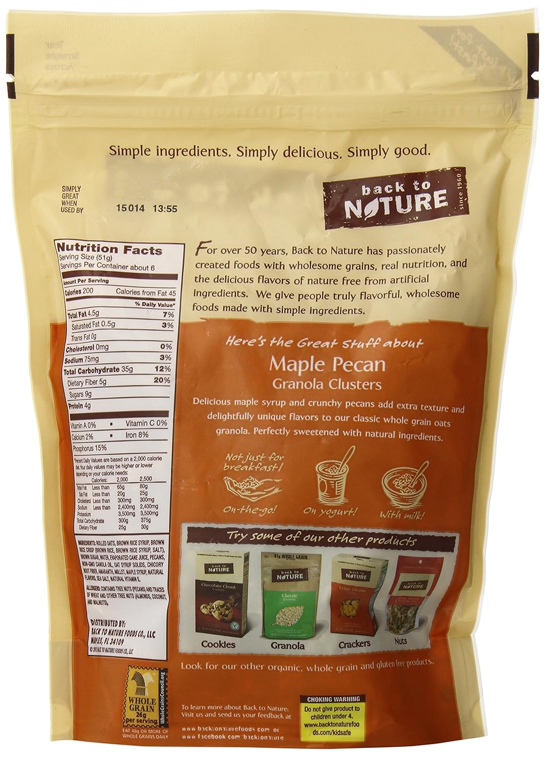 Amazon Com Back To Nature Granola Clusters Non Gmo Maple Pecan 11 Ounce