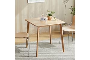 Livinia Canberra 27.6" Square Wooden Dining Table/Mid Century Modern Malaysian Oak Kitchen Table (Natural-Oak) Table Only