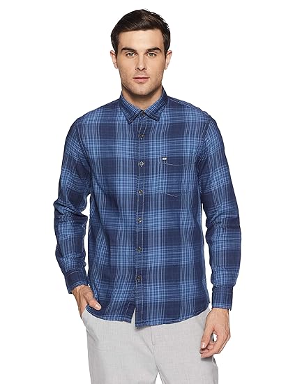 arrow sports men's checkered slim fit casual shirt