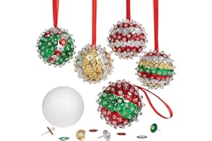 READY 2 LEARN- Create Your Own Sequin Ornaments - Set of 6 - Christmas Crafts for Kids - Christmas Tree Decorations - All Materials Included, Green,Red,Silver