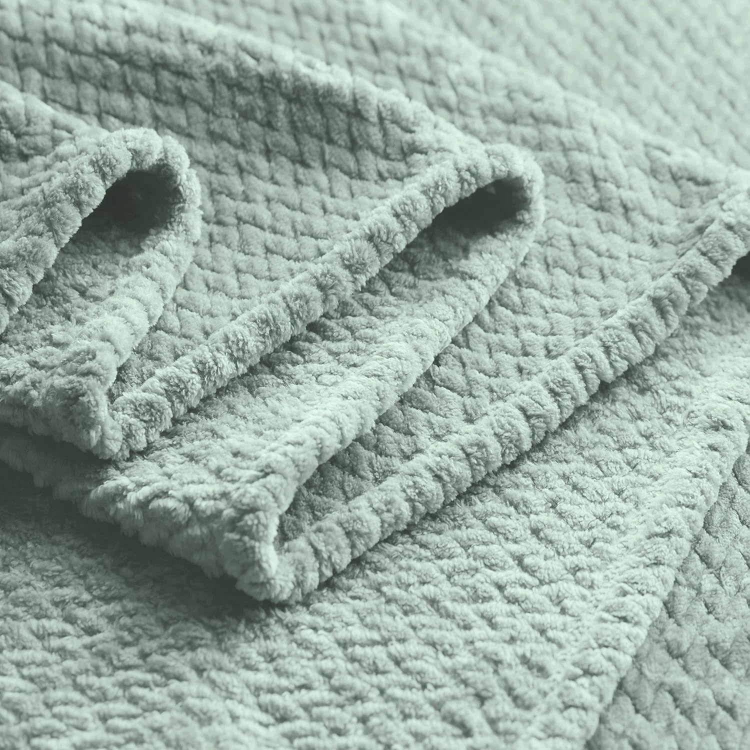 Kingole Flannel Fleece Luxury Throw Blanket, Laurel Green Twin Size Jacquard Weave Pattern Cozy Couch/Bed Super Soft and Warm Plush Microfiber 350GSM (66 x 90 inches): Home & Kitchen