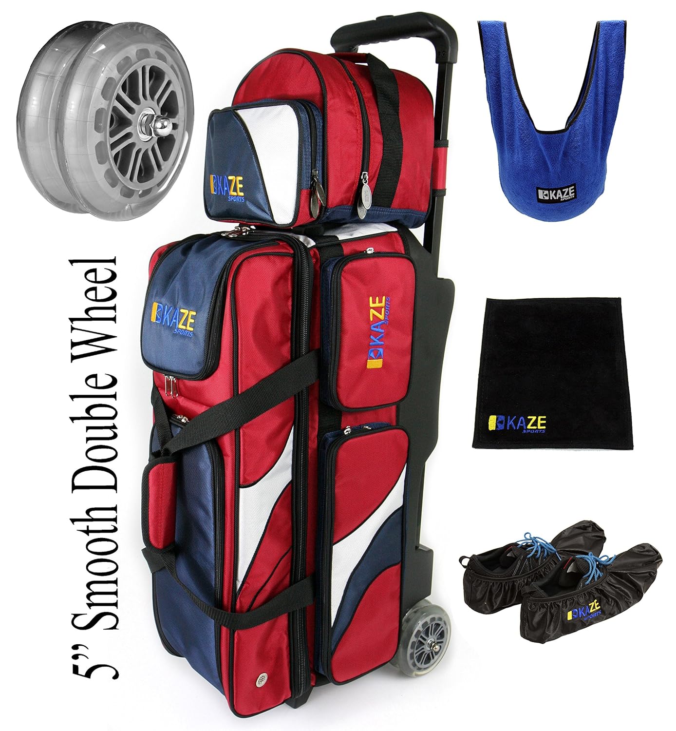 with Roller Bowling Ball 3 Deluxe SPORTS KAZE Double Cover Shoe + Towel