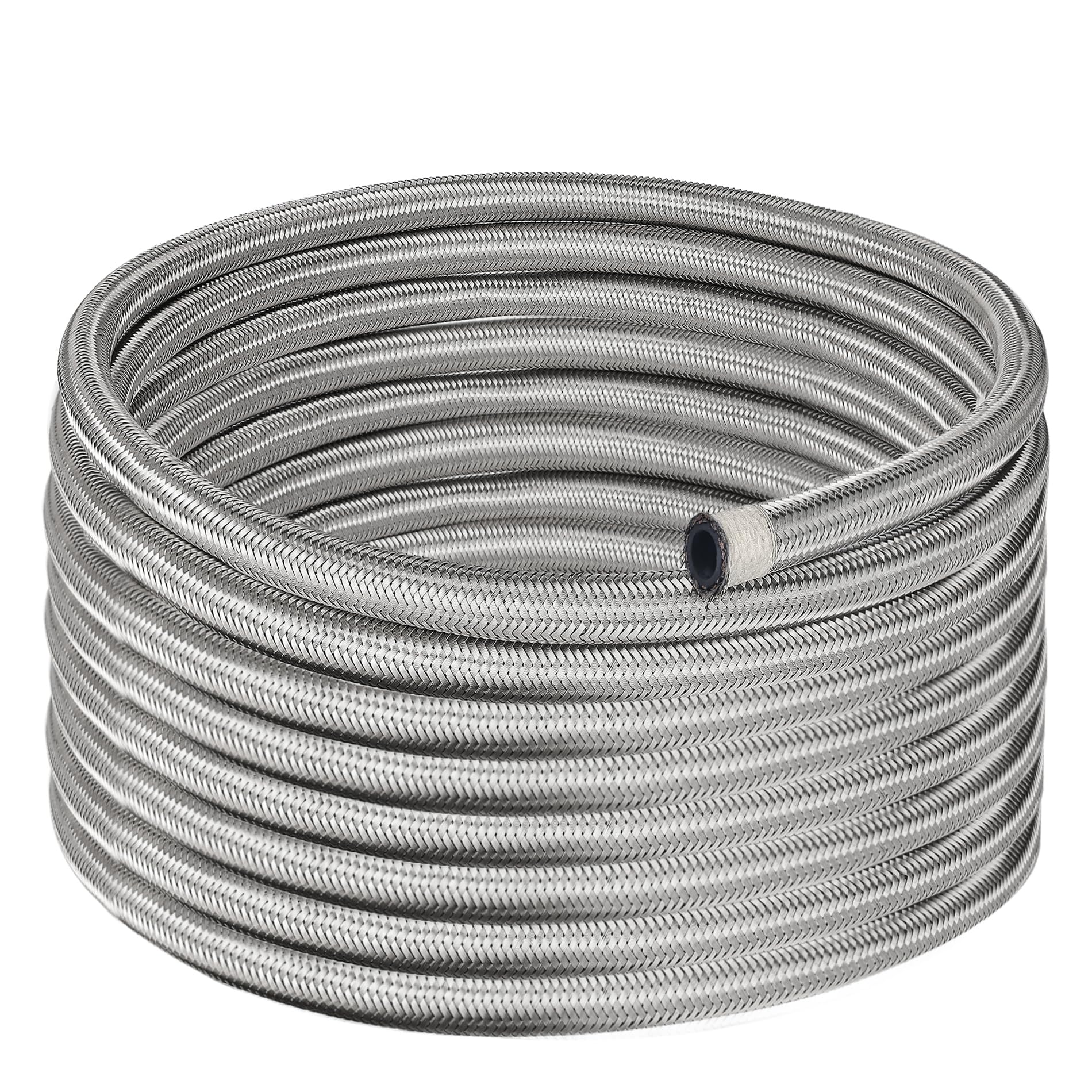 EVIL ENERGY 8AN Fuel Line, AN8 Braided Fuel Hose Nylon CPE 10FT Silver Image