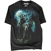Black Labrador Retriever T-Shirt, Moonlit Night Painting Design, Classic Fit, 100% Cotton, Unisex