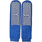 3XL Slip Stop Single Tread Slipper Socks | Triple Extra Large Blue Extra Wide Bariatric, Non Slip Sock, (3 Pairs)