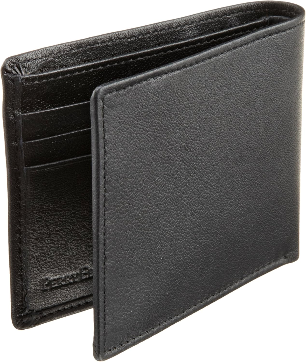 Perry Ellis Portfolio Men's Gramercy 100% Leather Slimfold Wallet with Bifold Closure, Black, One Size, Black, One Size - Image 3