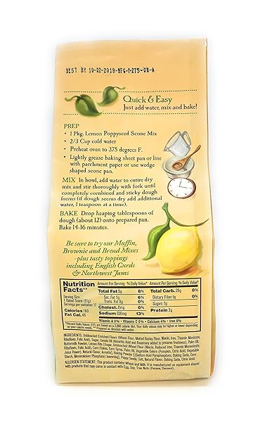 ENGLISH SCONE MIX, LEMON POPPYSEED BY STICKY FINGERS BAKERIES – EASY TO MAKE ENGLISH SCONES FRESH BAKED, MAKES 12 SCONES (1 PK)