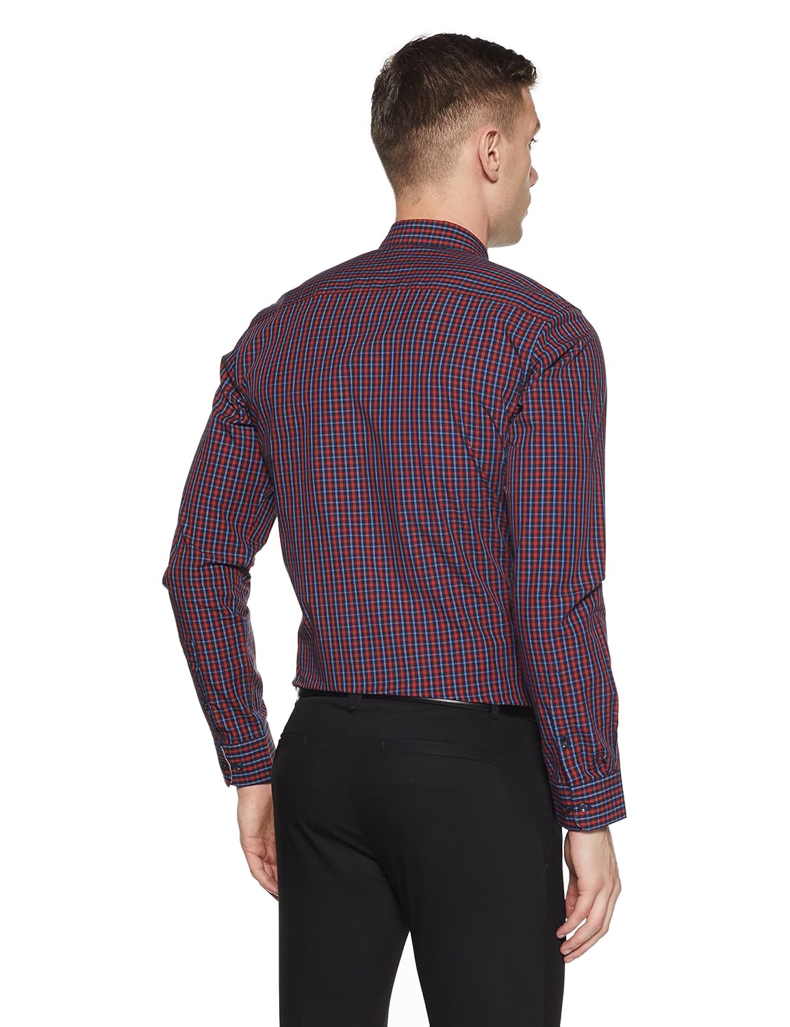 peter england men's checkered slim fit formal shirt