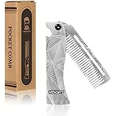 Men's Metal Folding Pocket Beard & Mustache Comb, EDC Knife Comb with Bottle Opener for Outdool Travel - Anti-Static for Hair Styling Pompadour, Slicked-back, Fauxhawk, Undercut