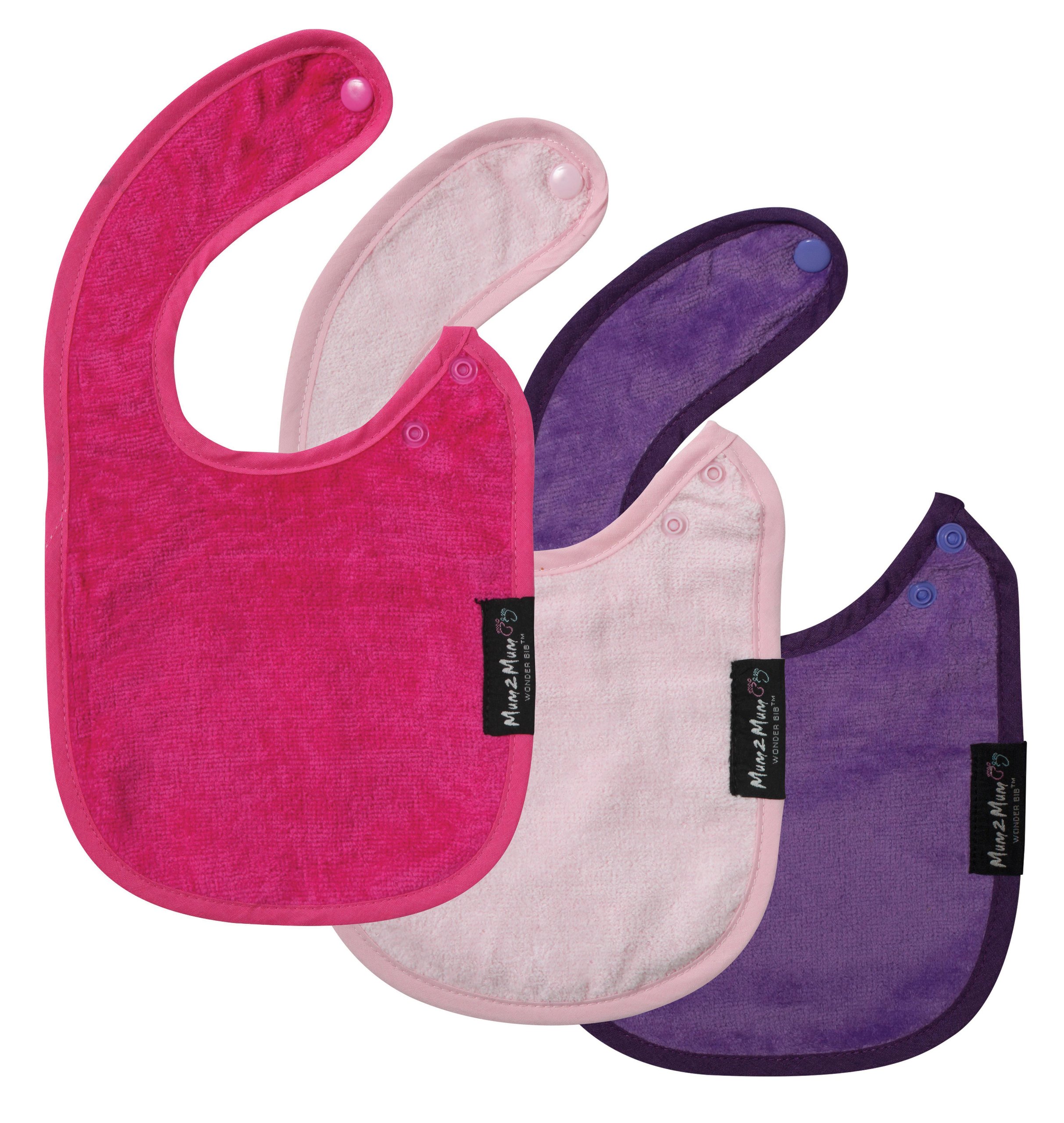 Infant Wonder Bib, Hot Pink, Purple, Baby Pink by Mum2Mum