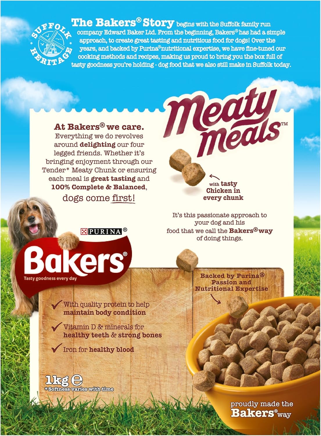 Bakers Meaty Meals Adult Dry Dog Food Chicken 1kg (Pack of 4), 1 kg (Pack of 4) - Image 3