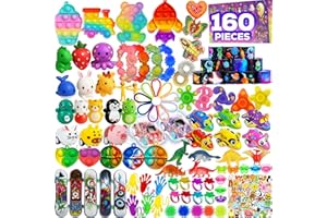 160 Pcs Fidget Toys Party Favors Pack, Randomly Selected Pop Sensory Set Gifts Stickers for Kids Adults Boy Girl Stocking Stu