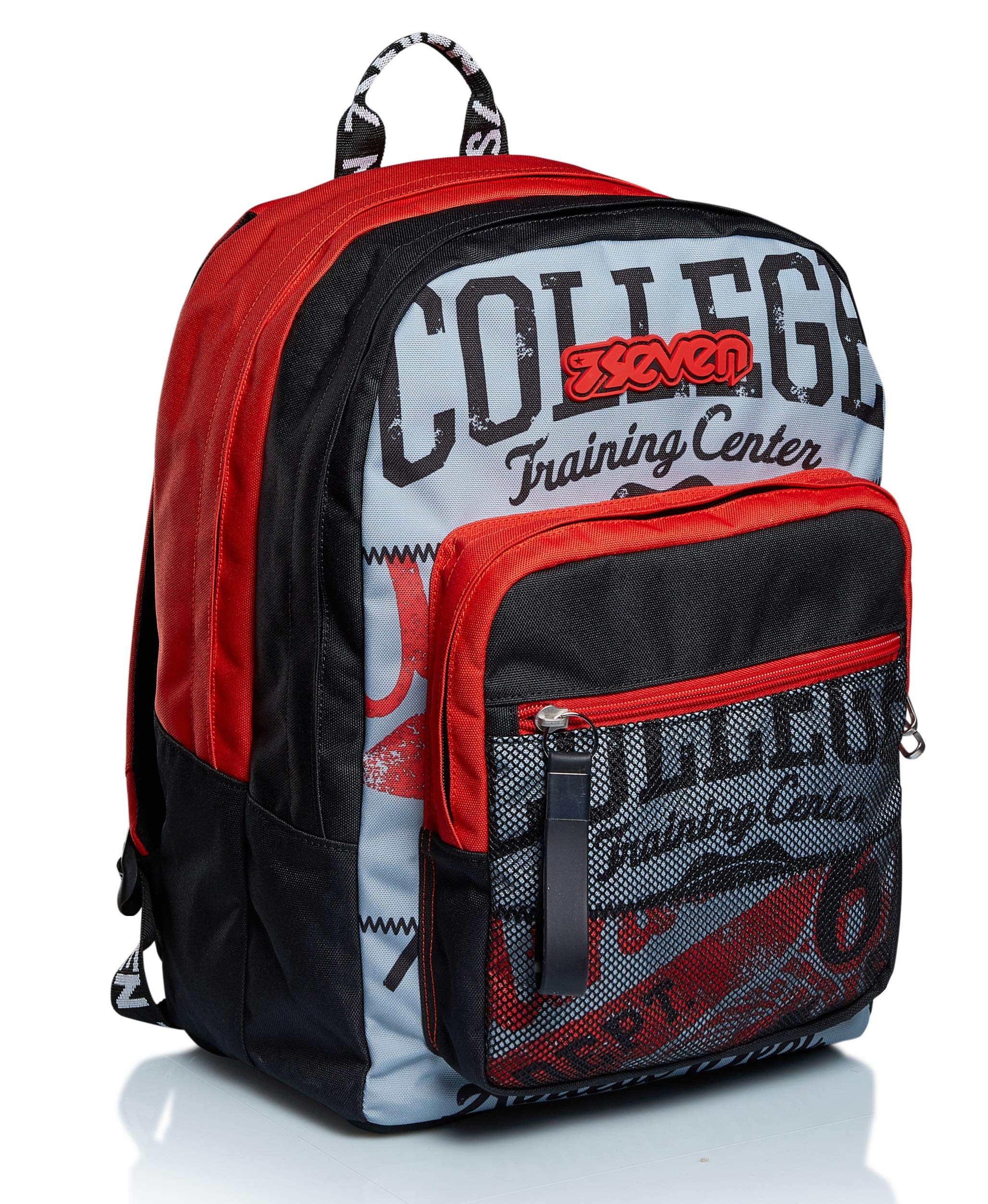Seven Fitbright College Extra School Backpack, Red, Double Compartment, School and Leisure