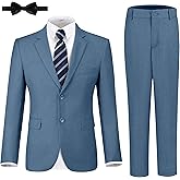 JPF Boys Formal Suits Slim Fit 5 Piece Kids Suit Jacket Pants Set with Dress Shirt and Tie for Wedding Prom