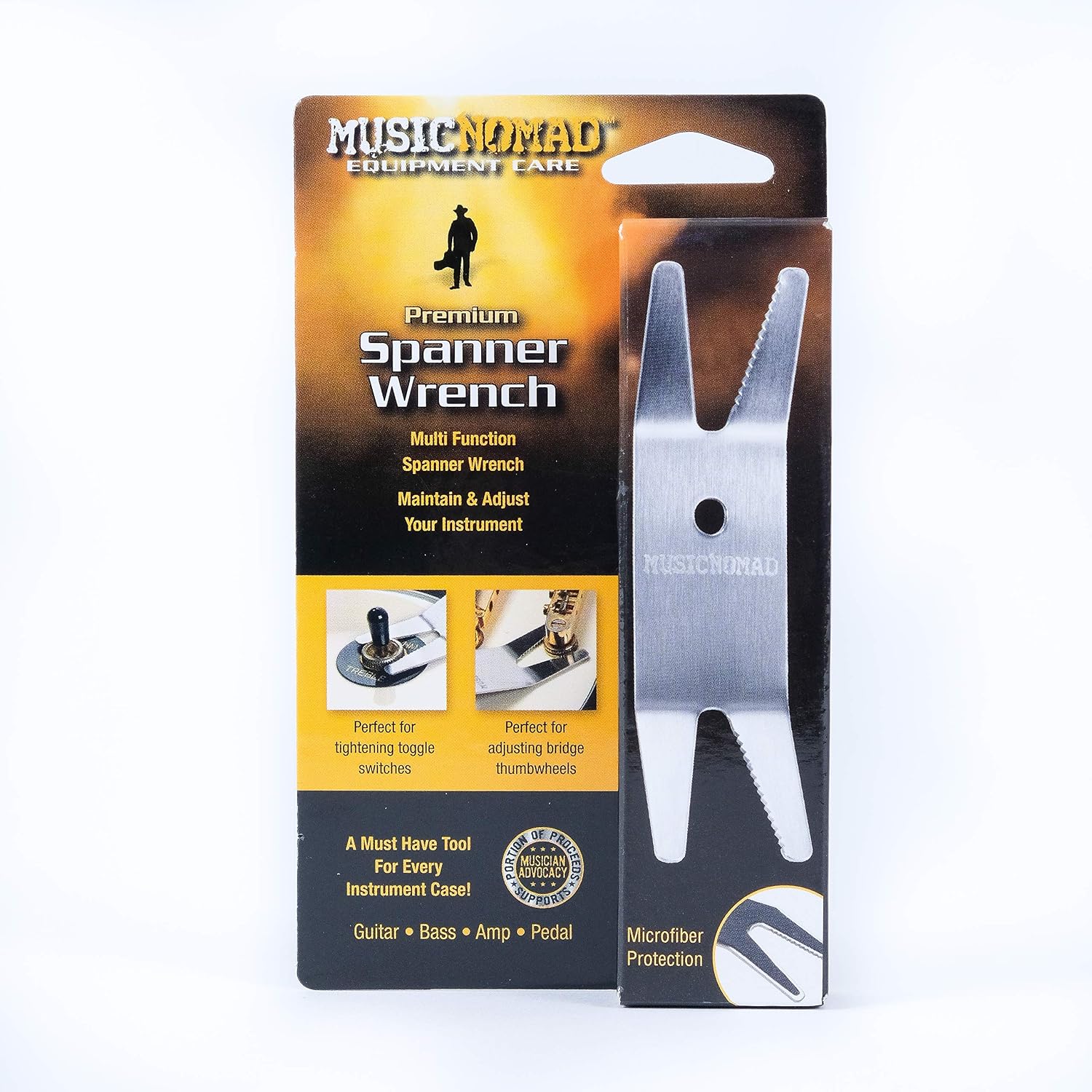 MusicNomad Premium Spanner Wrench with Microfiber Suede Backing (MN224), Black - Image 5