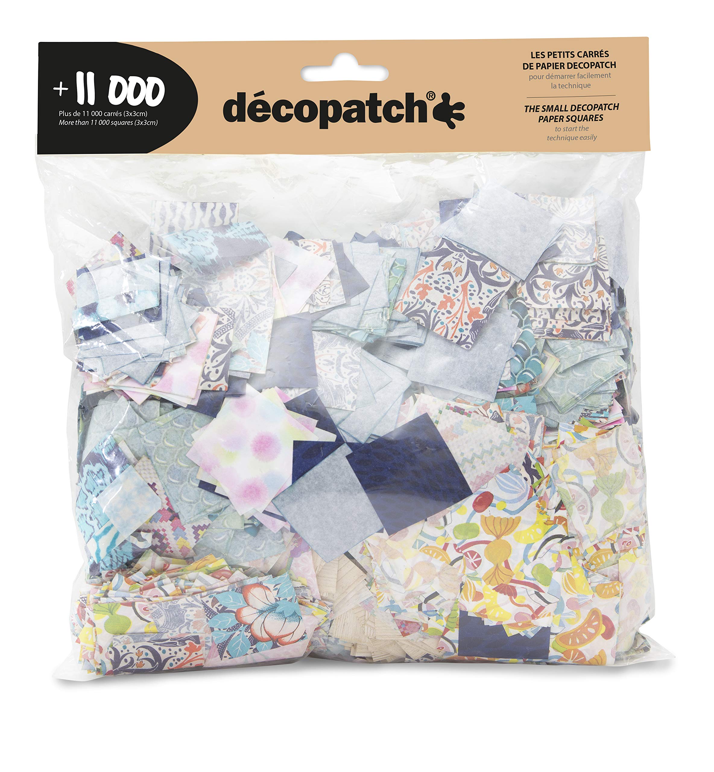 Décopatch MP007C - A maxi pack of 11,000 squares of 3 x 3 cm sheets, assorted designs - DIY - Customisable Décor - Completely Personalise - Creative Leisure