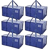 Extra Heavy Duty Moving Bags - 23 Gallon Extra Large Storage Bags 65 lbs Capacity, Waterproof Foldable Packing Bags for College Students, Camping & Closet Organization (6PCS Center Zipper)