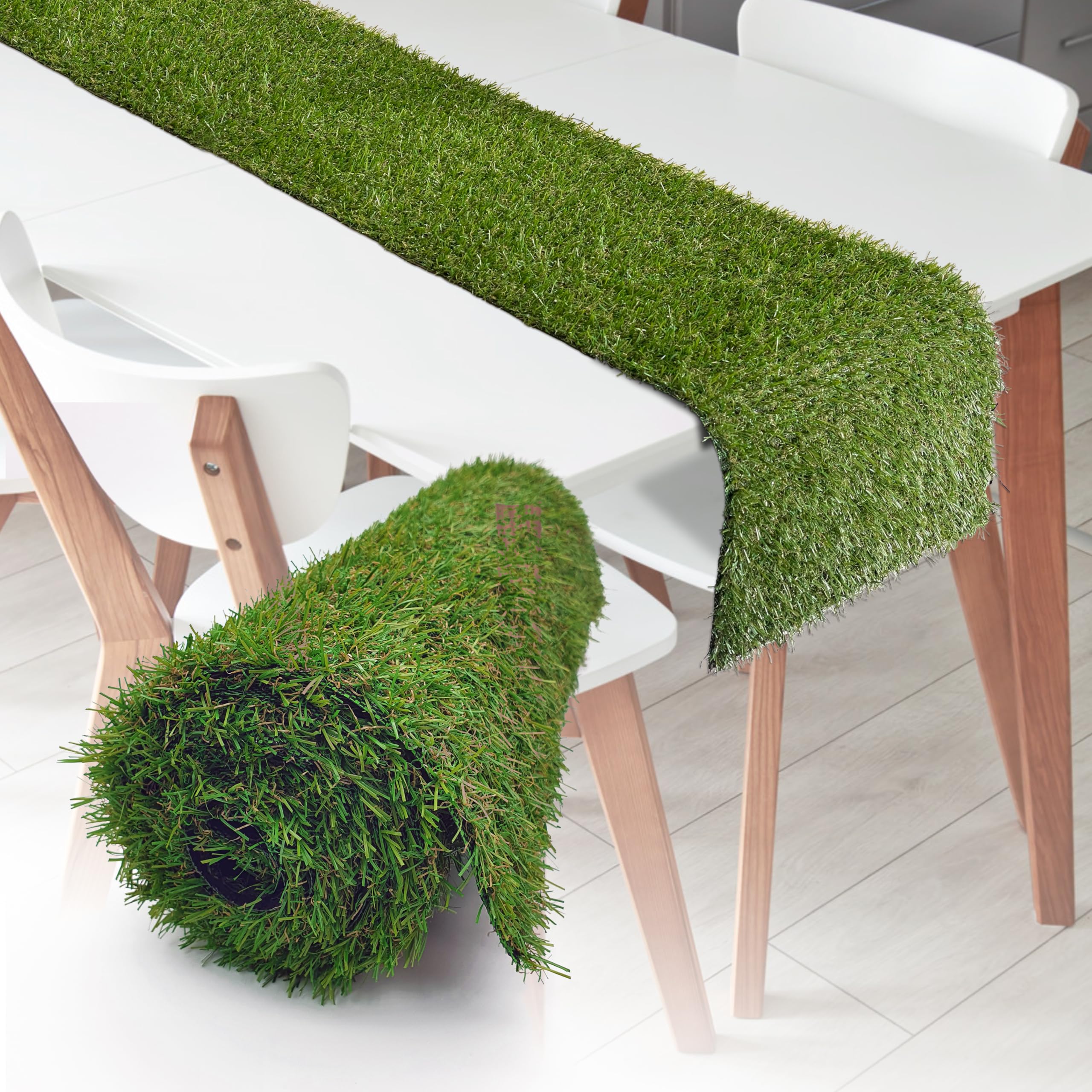 WALPLUS 200 cm x 33 cm Artificial Grass Table Runner Reusable Fake Faux Grass Table Cloth Easy to Clean for Event Party Mincraft Decoration Mad Hatter Afternoon Tea Easter Festival Theme Decor