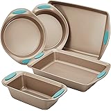 Rachael Ray 46179 Cucina Nonstick Bakeware Set with Grips includes Nonstick Bread Pan, Baking Pan, Cookie Sheet and Cake Pans