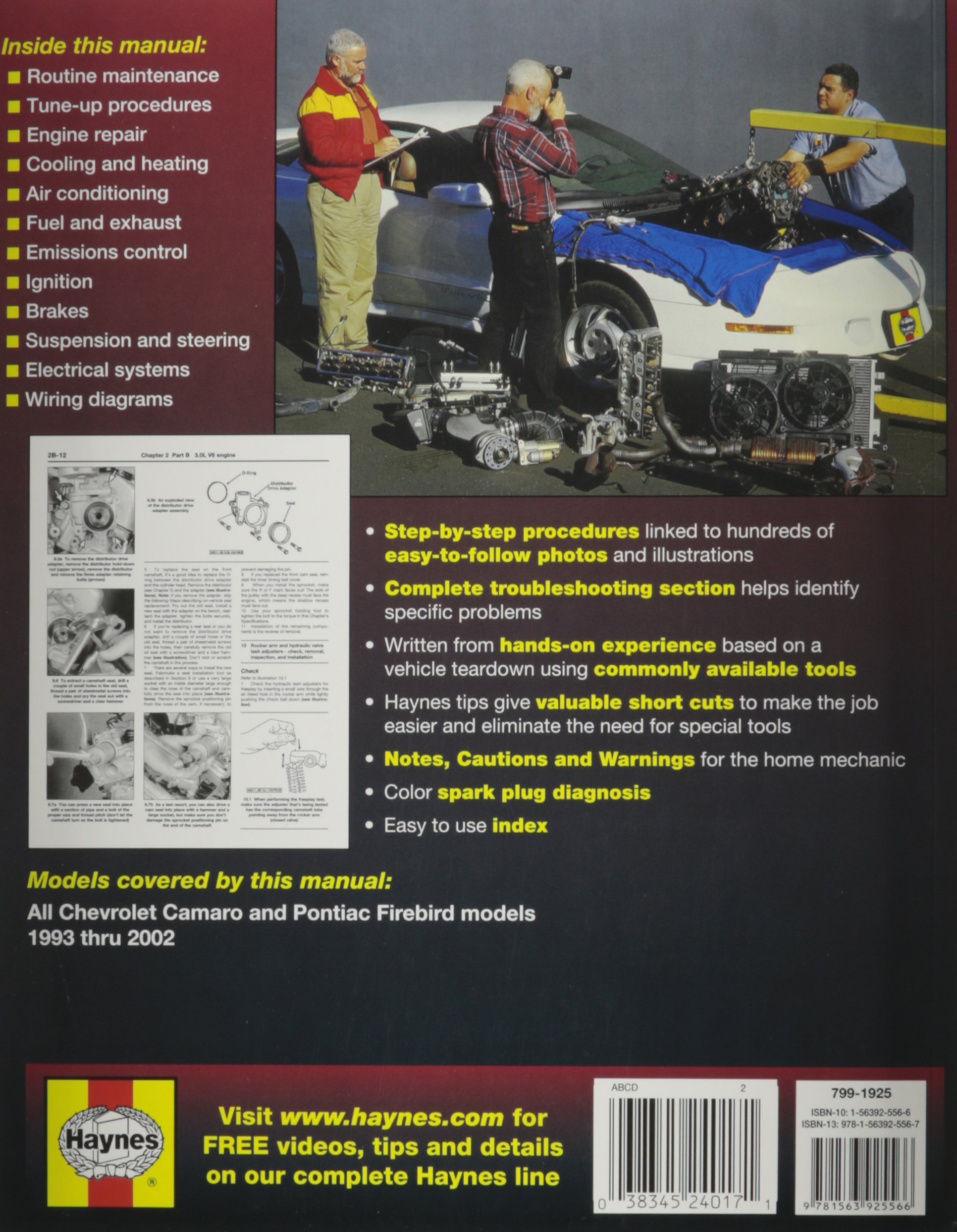 Amazon.com: HAYNES REPAIR MANUAL for CAMARO/FIREBIRD NUMBER 24017  (0038345240171): Books