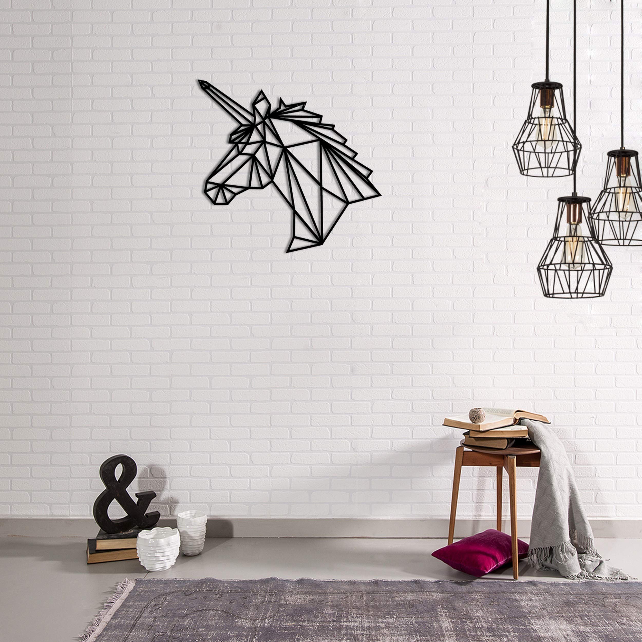 Homemania Unicorn Wall Decoration, Black, Cold Rolled Steel, One Size