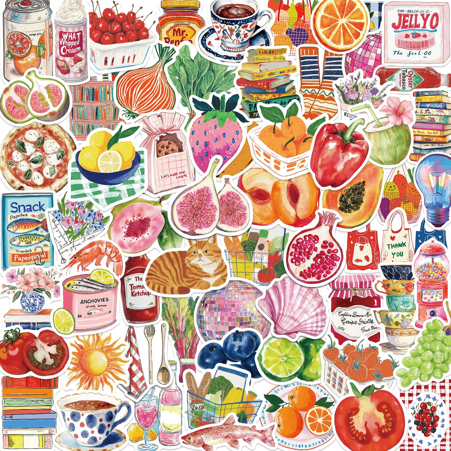 Photo 1 of 100 PCS Vintage Aesthetic Stickers Cute Coquette Stickers Food Sticker Journaling Scrapbooking Sticker Pack for Adult