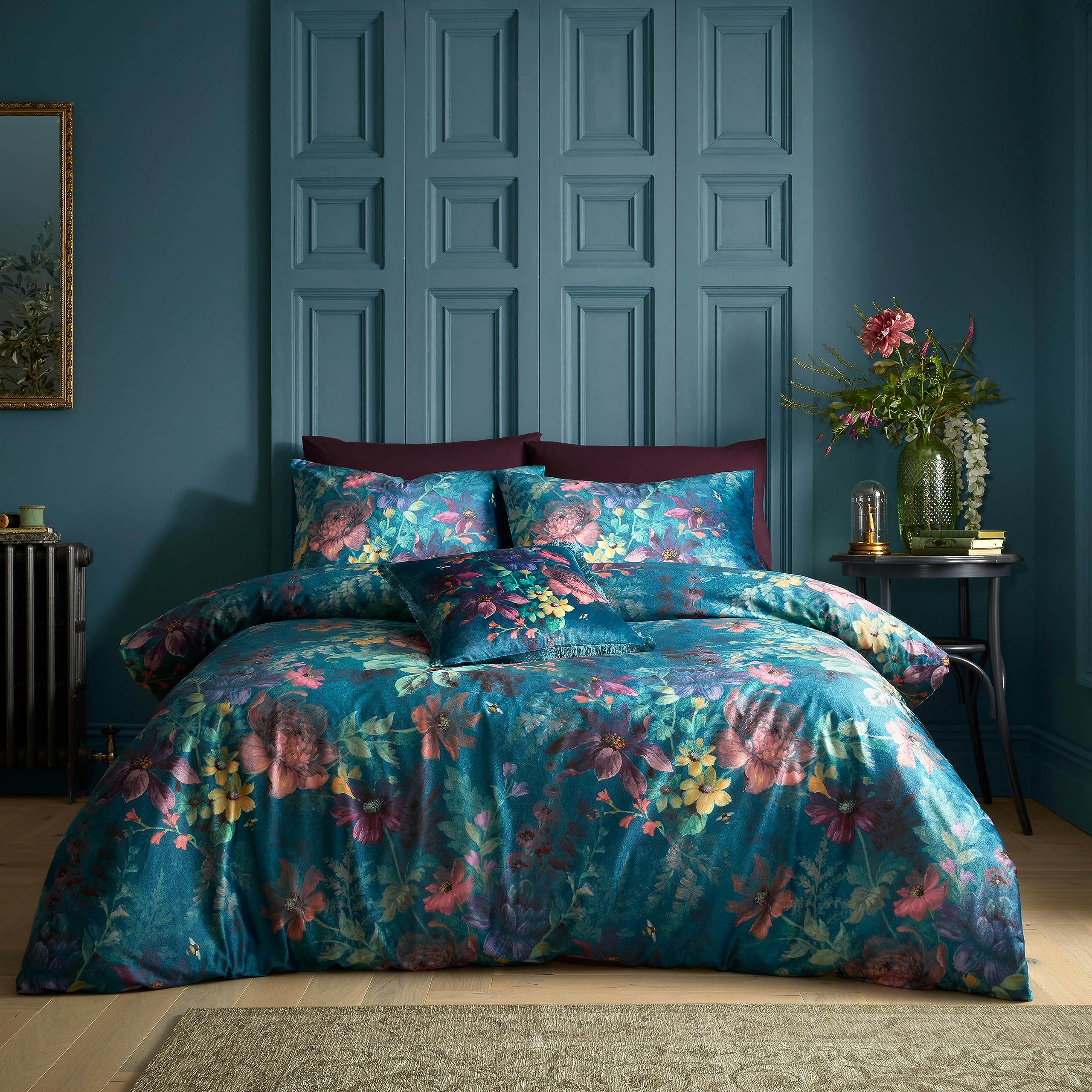 Catherine Lansfield Bridgerton Romantic Floral Single Duvet Cover Set with Pillowcase Teal