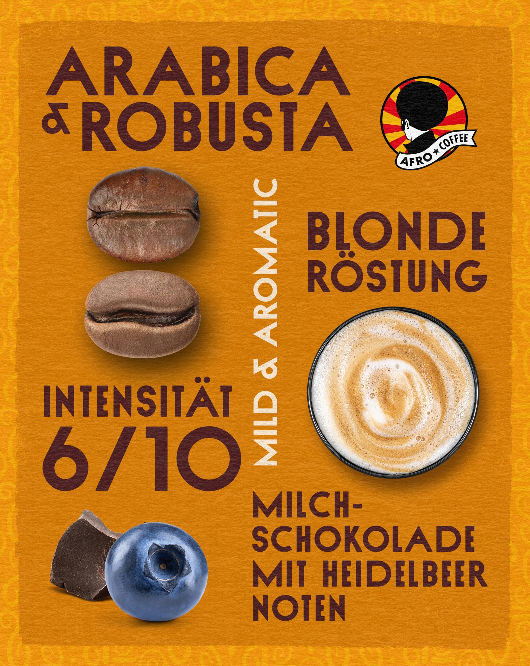 AFRO COFFEE Mild & Aromatic I 500g Premium Bio Kaffeebohnen Fairtrade I Arabica & Robusta Kaffee ganze Bohnen I Bohnenkaffee aus Ostafrika mit blumiger Note I handgepflückt, mittel geröstet, säurearm 2