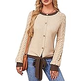 AOVDE Women's Sweater 2025 Fall - Tie Back Long Sleeve Pullover Knit Sweaters Crew Neck Fashion Y2K Sweater Tops