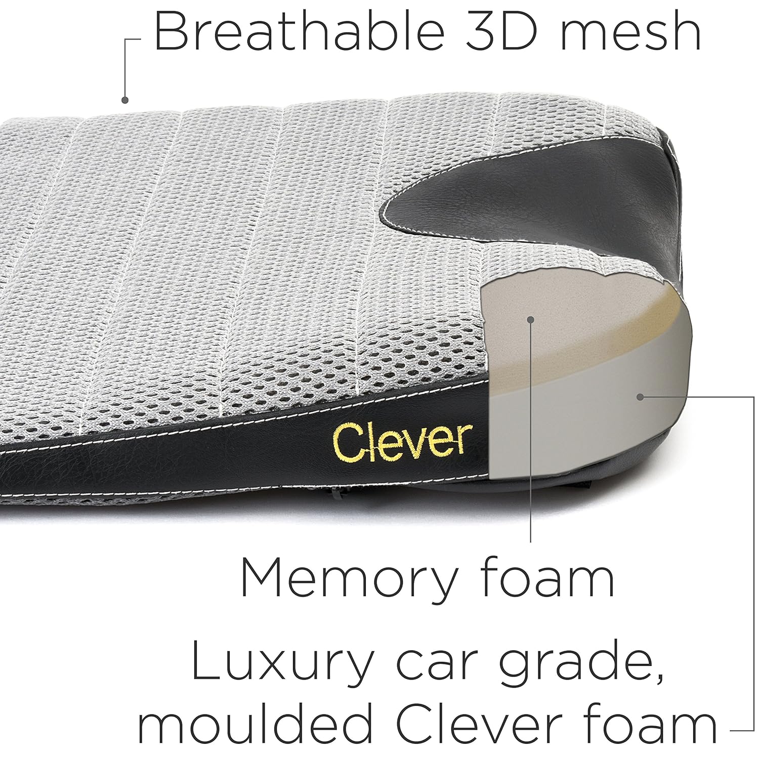 Car Seat Cushion with Strap THICK 3 Inch Auto Drivers Wedge Coccyx Support for Back, Hip and