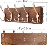 SKOLOO Coat Rack Wall Mounted Pack of 2 5 Triple Hooks Rustic Wood Brown Red view 2