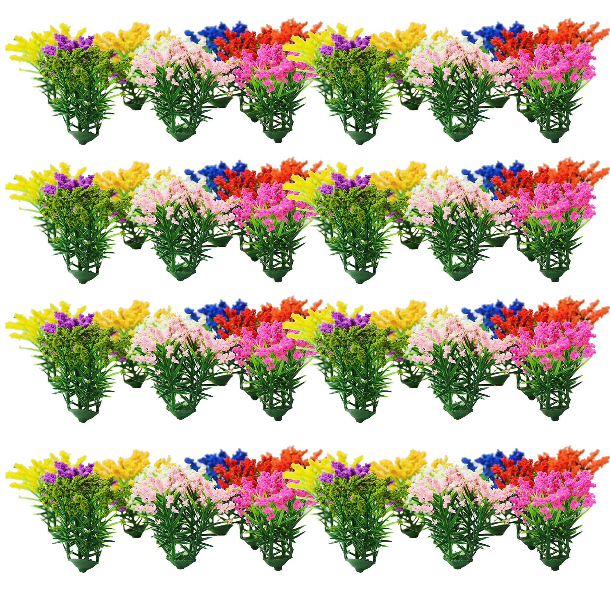Woohome 10 Color Flower Cluster Grass Tufts Kit - 5 cm DIY Miniature Flower Cluster Vegetation Groups Static Grass Tufts for Train Landscape Scenery