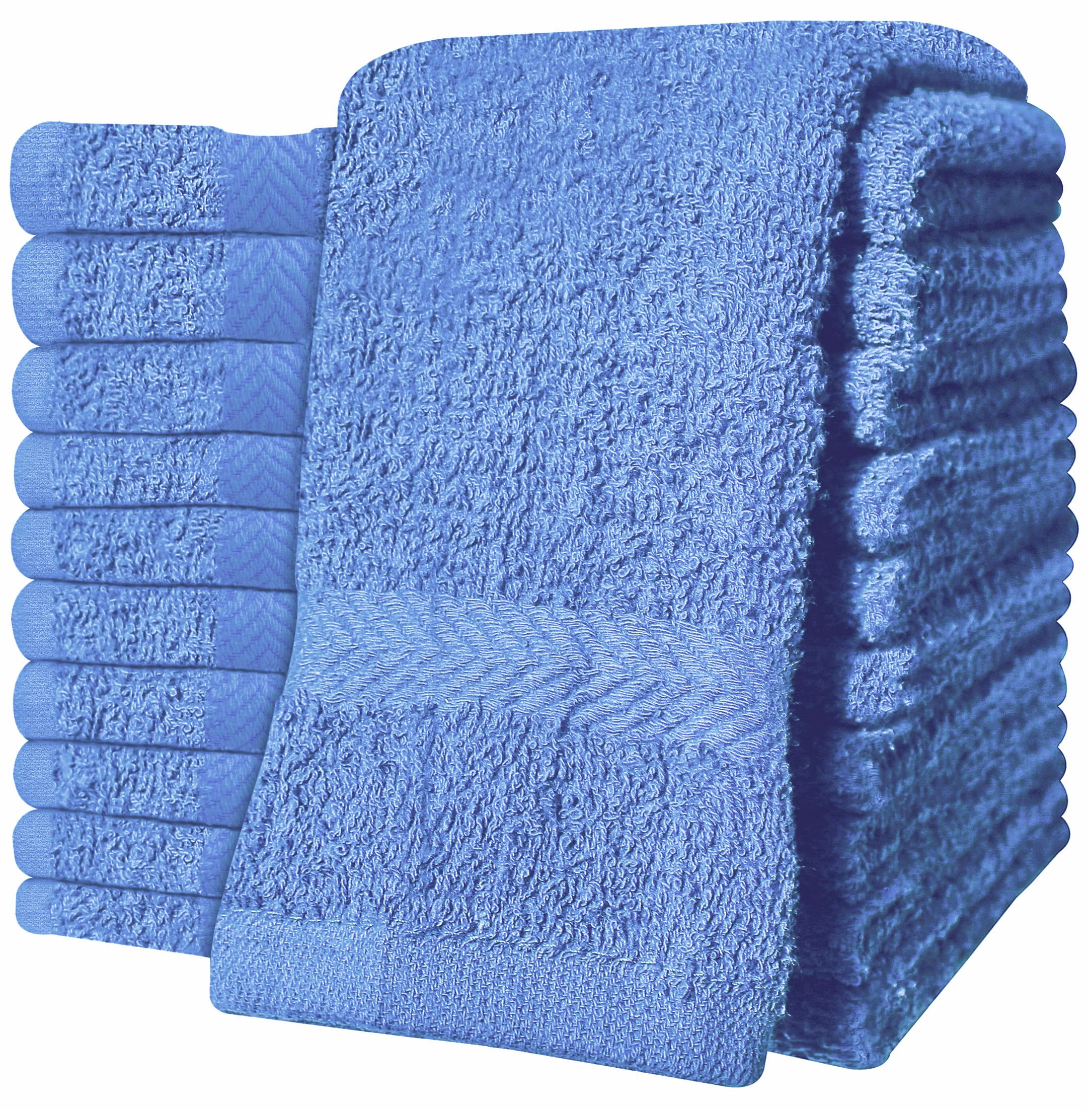 QCS Towels – 12 Pack Washcloths Set 30 x 30 cm, 100% Cotton Super Absorbent & Quick Dry Flannel Face Cloths, Fade Resistant and Soft Feel Fingertip Towels