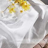 PONY DANCE Linen Look Voile Curtain Panel 100x90 White Eyelet Top view 3