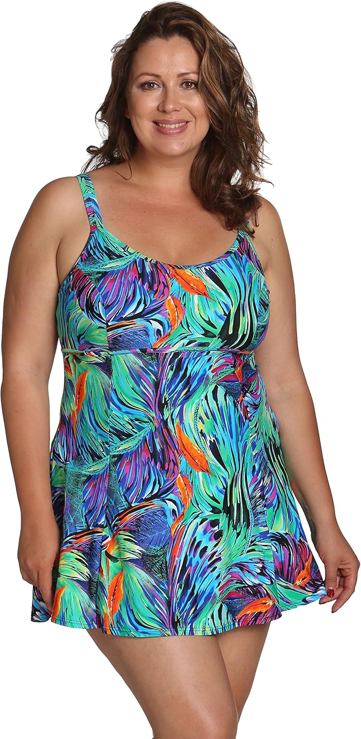 Island Pearls Island World Plus Size Women's Swimsuit Solid Floral