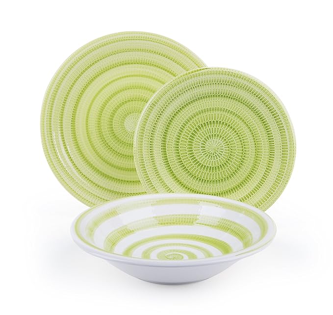 title=Excelsa Old Italy Servizio Tavola 18 Pezzi, Ceramica, Verde, 26X26X26 cm