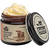 Handmade Whipped Tallow Balm - Orange & Vanilla Cream - Grass Fed & Finished - Infused Organic Jojoba oil - Natural Body Butter for Face, Body & Sensitive Skin (Eczema, Rosacea, Infant to Adult)