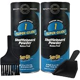 TwigtoNest Sun-Glo Shuffleboard Sand - Shuffleboard Powder Wax with Mini Dustpan and Mini Brush Set, 2 Pack (16oz/Each) SunGlo #1 Super Glide (Fast Speed)