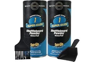 TwigtoNest Sun-Glo Shuffleboard Sand - Shuffleboard Powder Wax with Mini Dustpan and Mini Brush Set, 2 Pack (16oz/Each) SunGlo #1 Super Glide (Fast Speed)