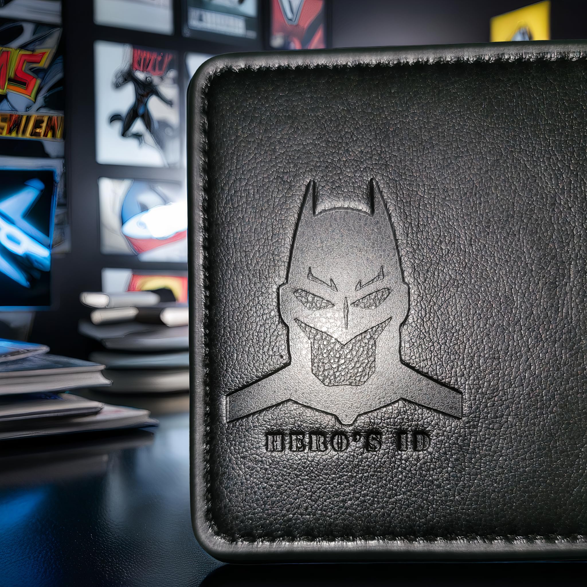 Leather Bat Wallet - Personalized wallet Man Woman, Superhero Mask - Slim Card Holder, Bat ID Heroic wallet- Unique Holiday Gift Birthday, Anniversary, for Dad, Husband, Boyfriend, Wife, Father's day