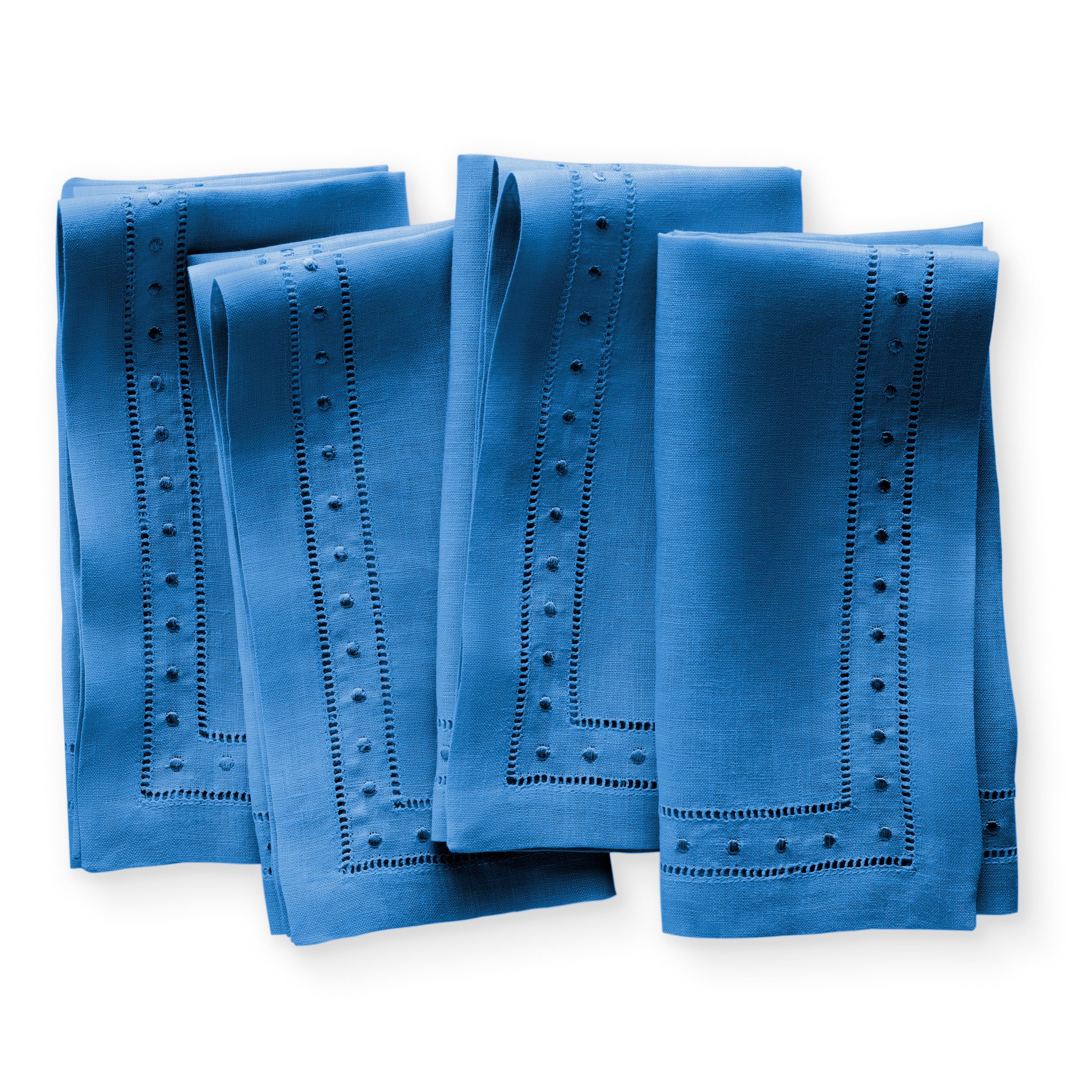 Linen Napkins Cloth - Charcoal Grey 18 x 18 inch, Set of 4 Linen Hemstitch Dinner Napkins with Embroidered Dot Handcrafted from French Flax Linen, Natural Fabric, Machine Washable